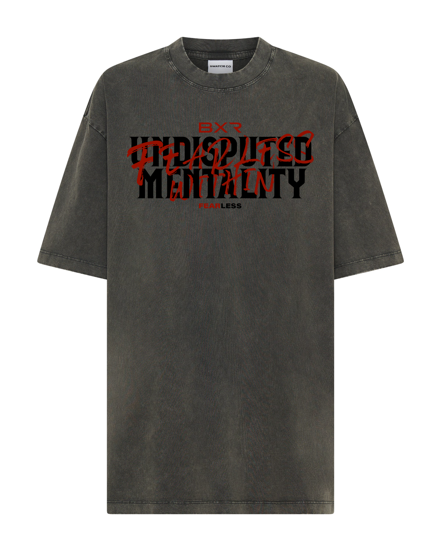 Undisputed Mentality Oversized Grey Tee - Black/Red
