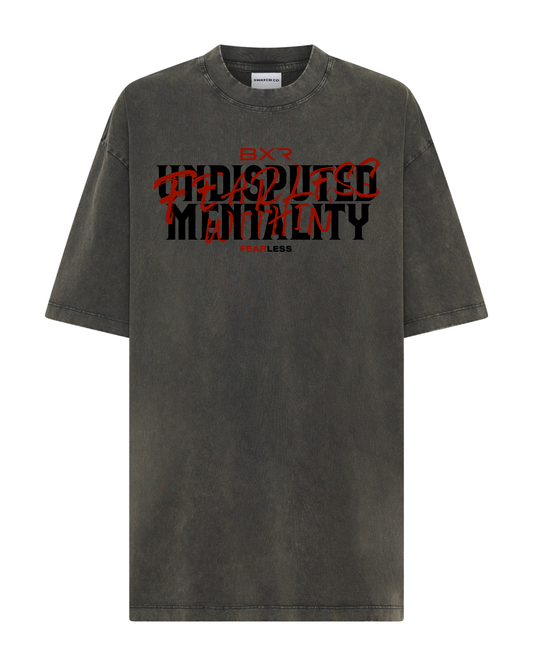 Undisputed Mentality Oversized Grey Tee - Black/Red