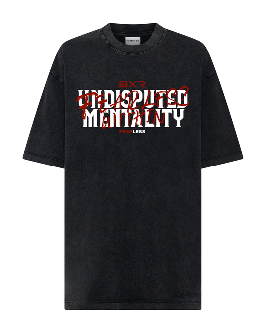 Undisputed Mentality Oversized Black Tee - White/Red