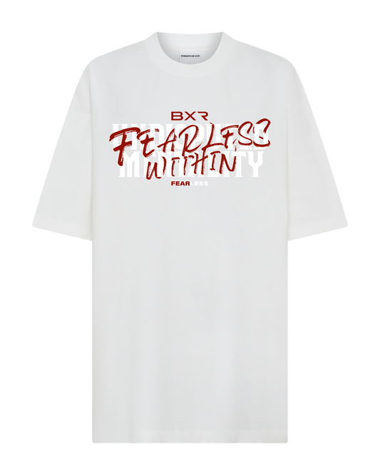 Undisputed Mentality Oversized White Tee - White/Red