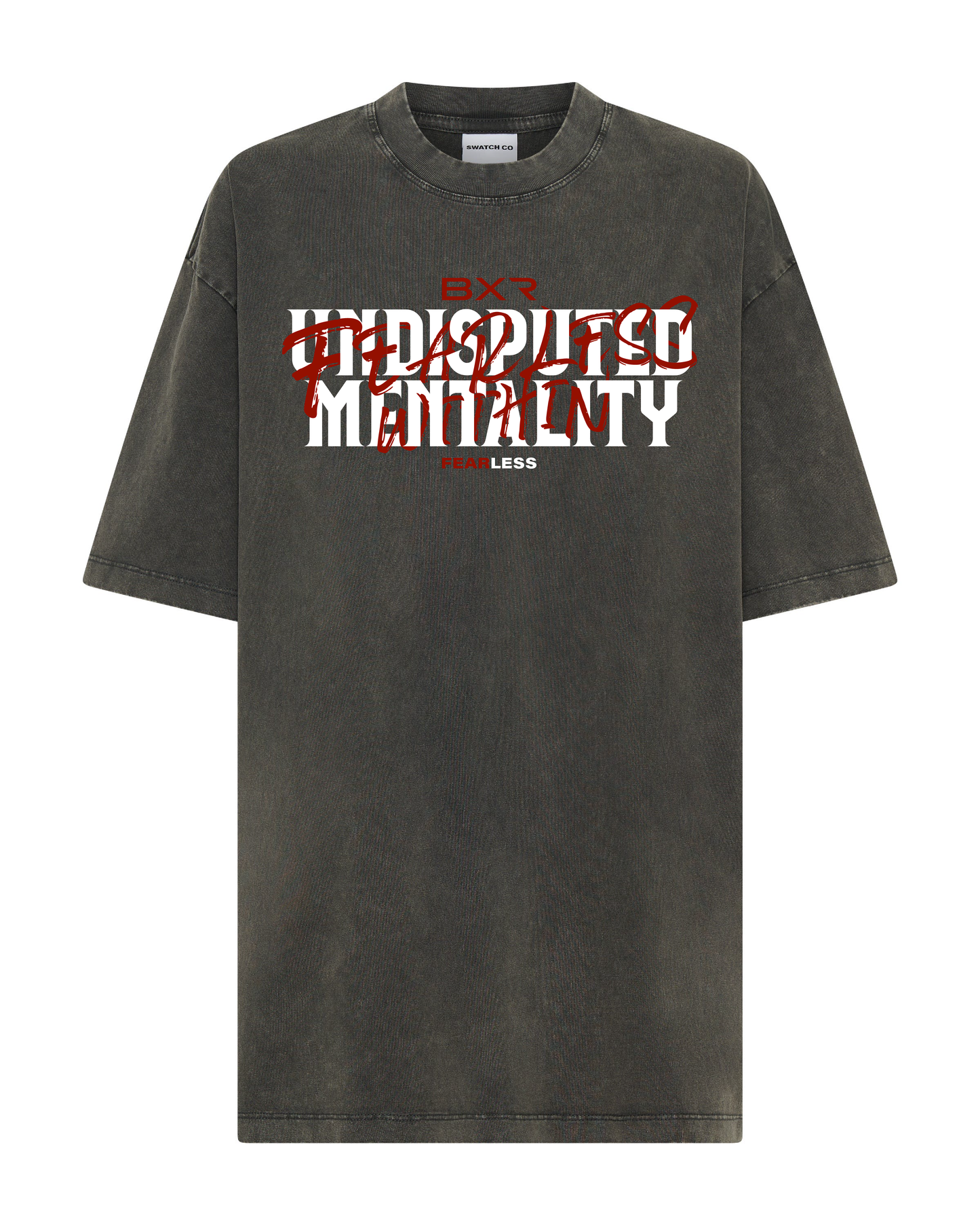 Undisputed Mentality Oversized Grey Tee - White/Red