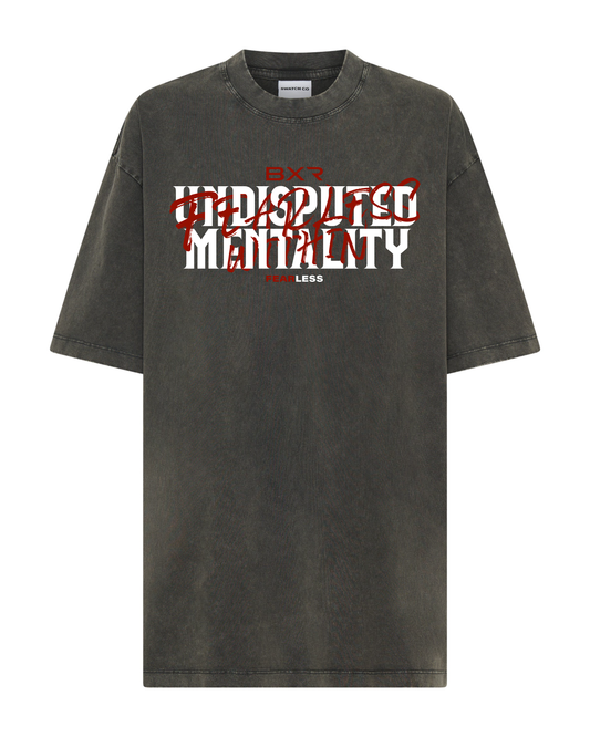 Undisputed Mentality Oversized Grey Tee - White/Red