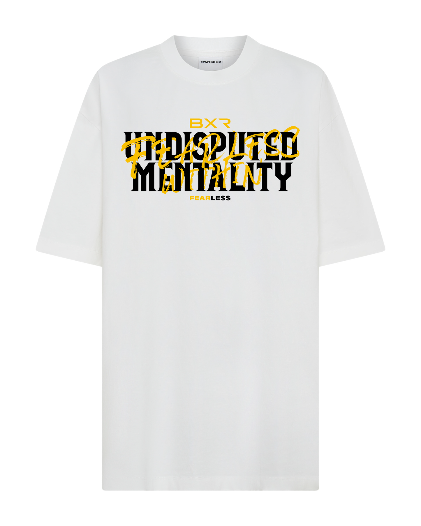 Undisputed Mentality Oversized White Tee - Black/Yellow