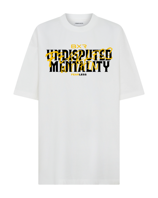 Undisputed Mentality Oversized White Tee - Black/Yellow