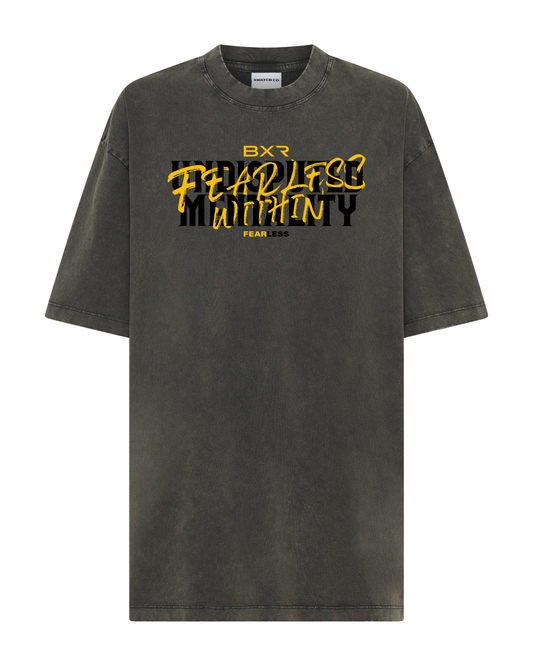 Undisputed Mentality Oversized Grey Tee - Black/Yellow