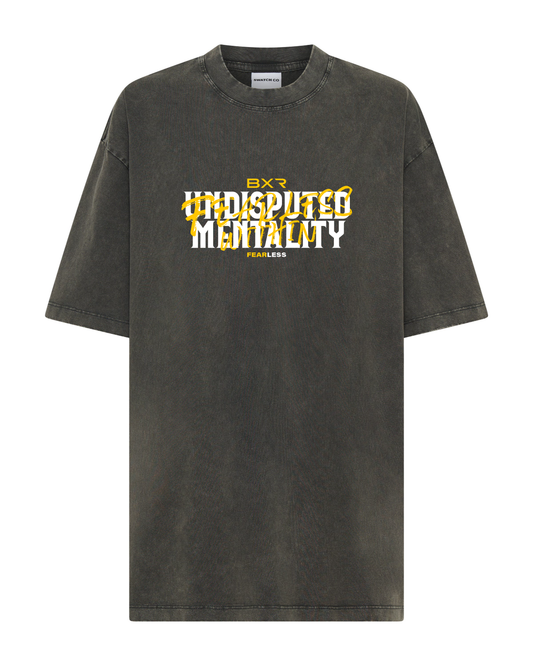 Undisputed Mentality Oversized Grey Tee - White/Yellow