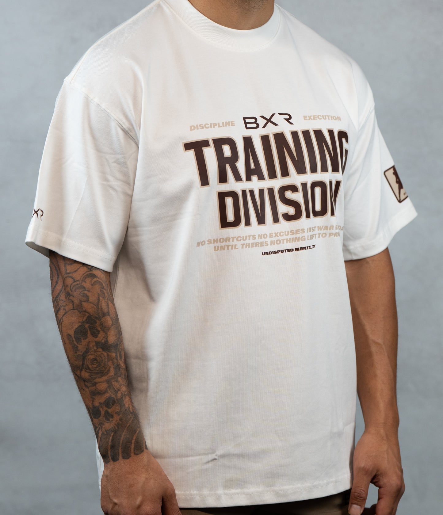 Training Division White Tee - Brown/Cream