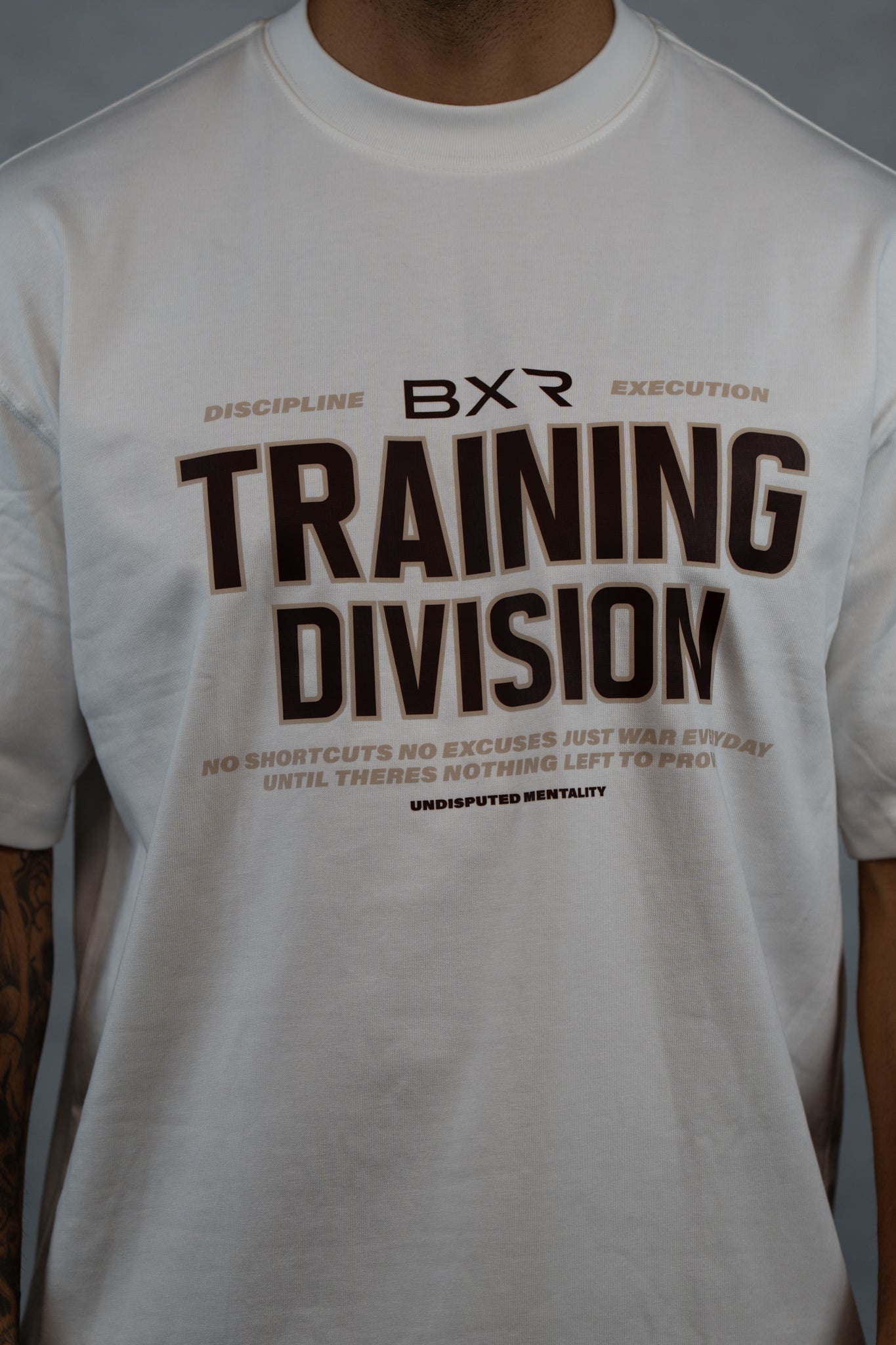 Training Division White Tee - Brown/Cream